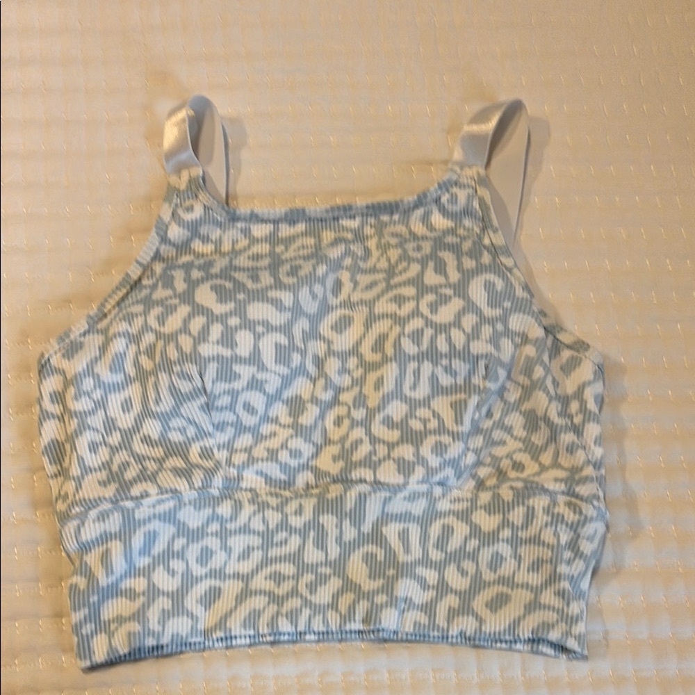Coral Reef Swim Adventurer Top Powder Blue Leopard